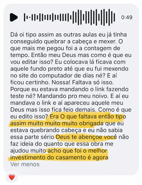 Depoimento de cliente sobre facilidade de edição