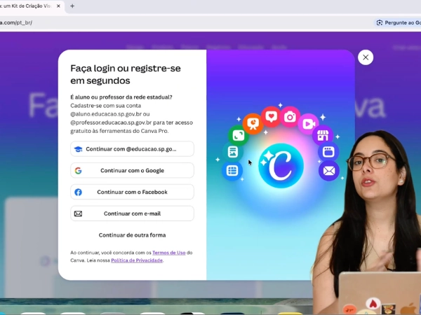 Aula criando conta no Canva